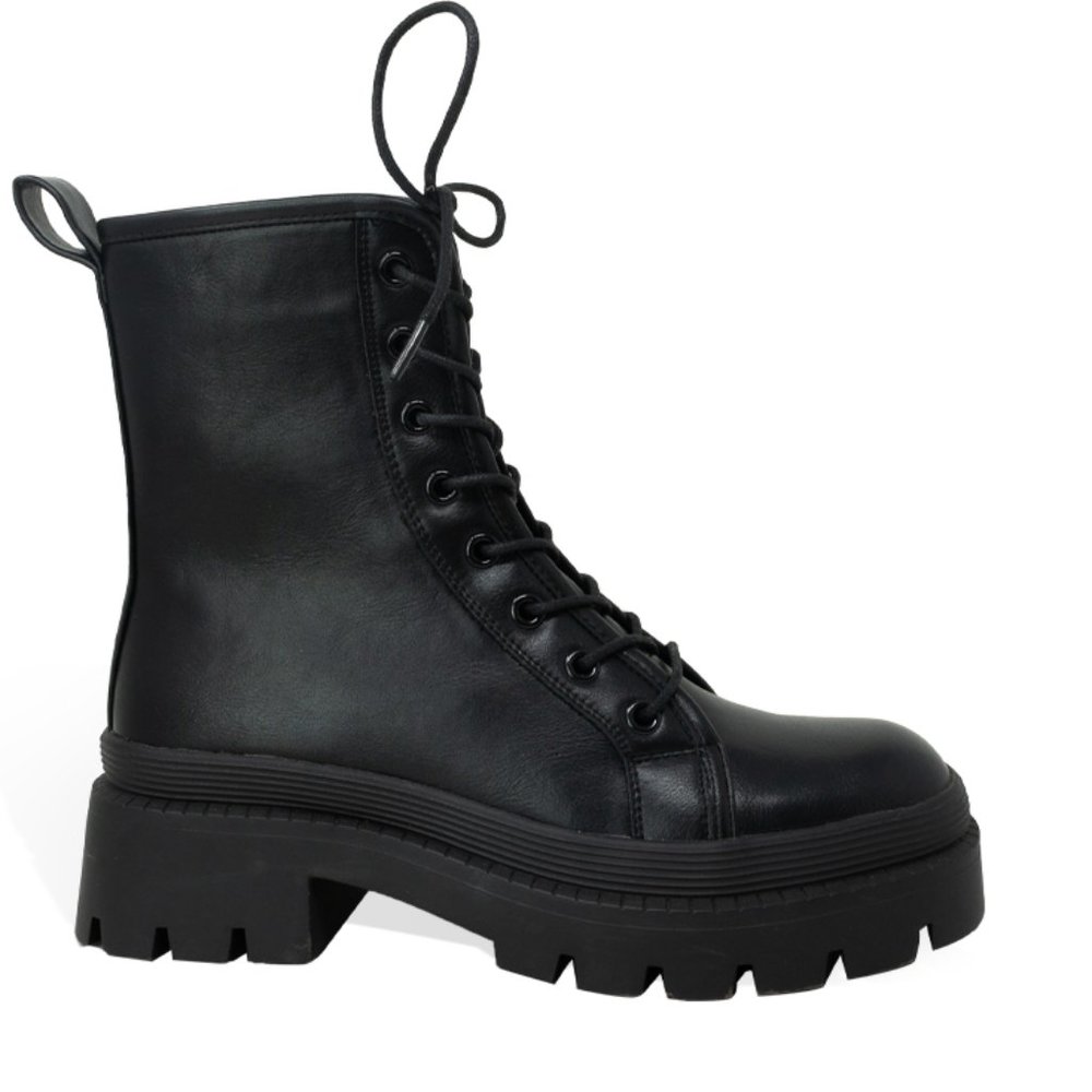 Heeled Boots for Women Combat Boot Lace Up Knee High Boots - Picture 1 of 4